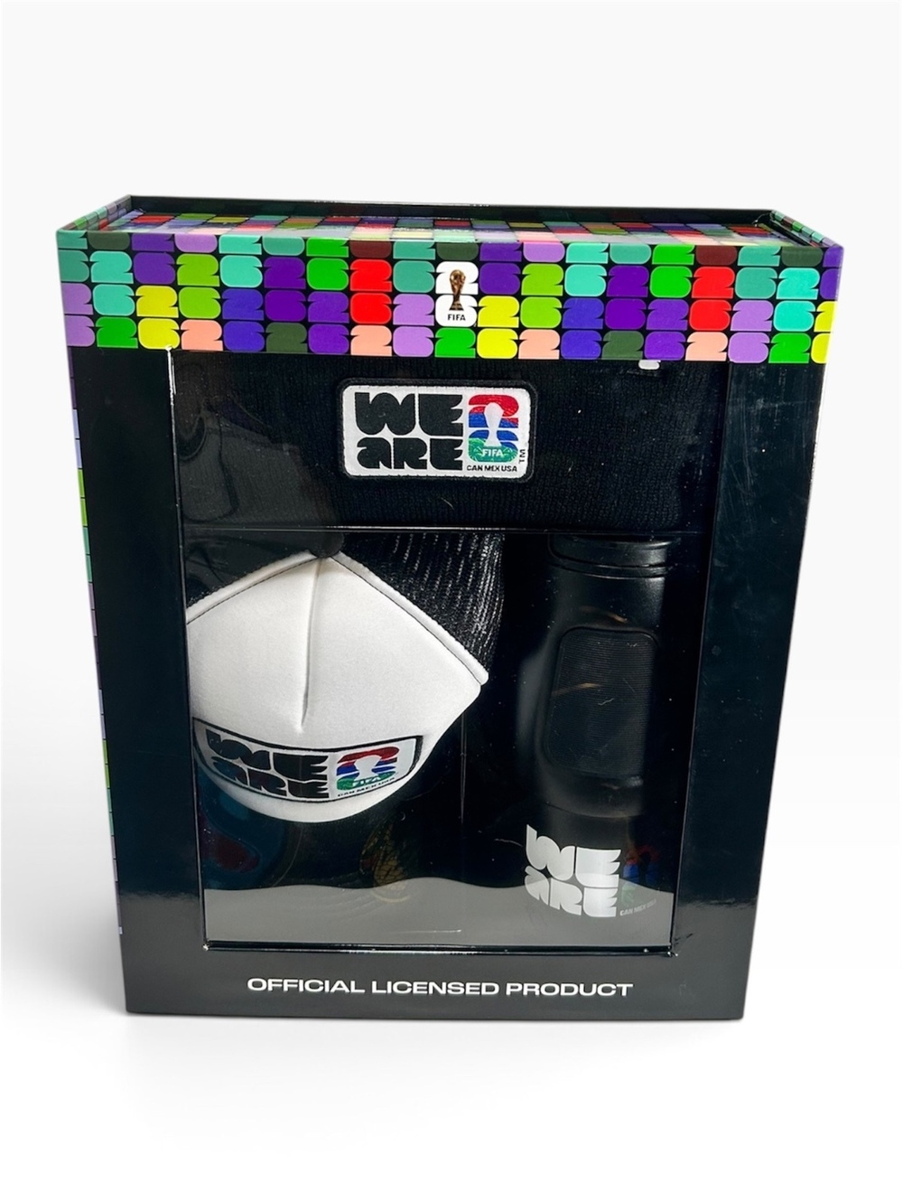 FIFA World Cup 26 North America 3 Piece Gift Set Tumbler Beanie Trucker Hat NIB